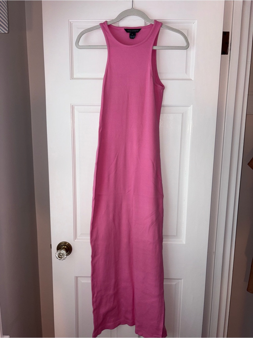 French Connection Pink Ribbed Tank Maxi Dress